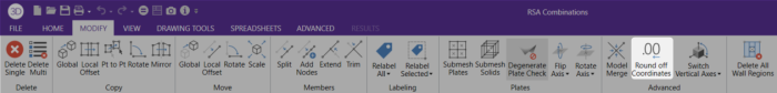 Modify ribbon, choose Round Off Coordinates